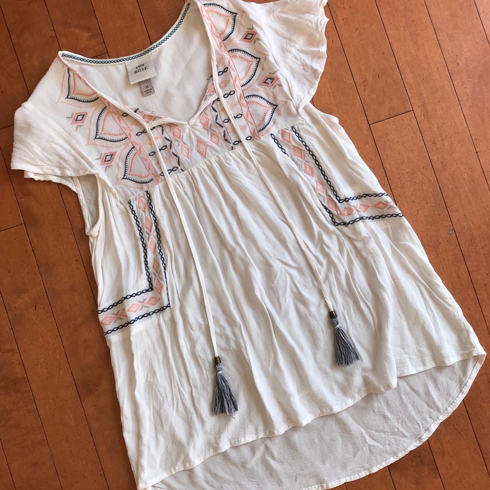 Women's Short Sleeve Peasant Top - Knox Rose